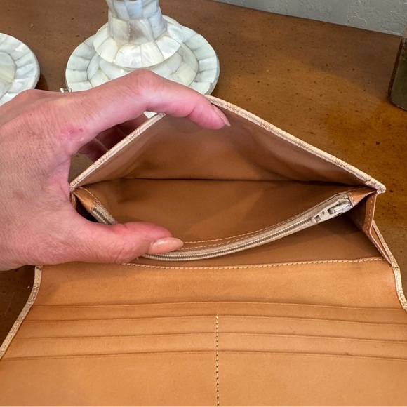 CELINE Long Wallet Macadam Pattern Leather Brown Clasp Purse Beige - Picture 11 of 11